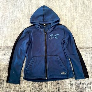 KERRITS- Kids Horse Sense Fleece Hoodie - Size Small - color: Admiral w/DK blue